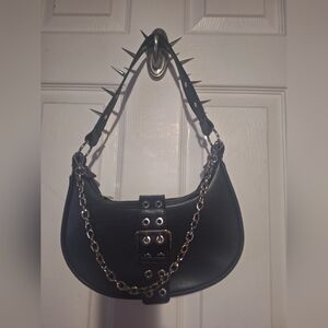 Black Studded Chain Shoulder Bag